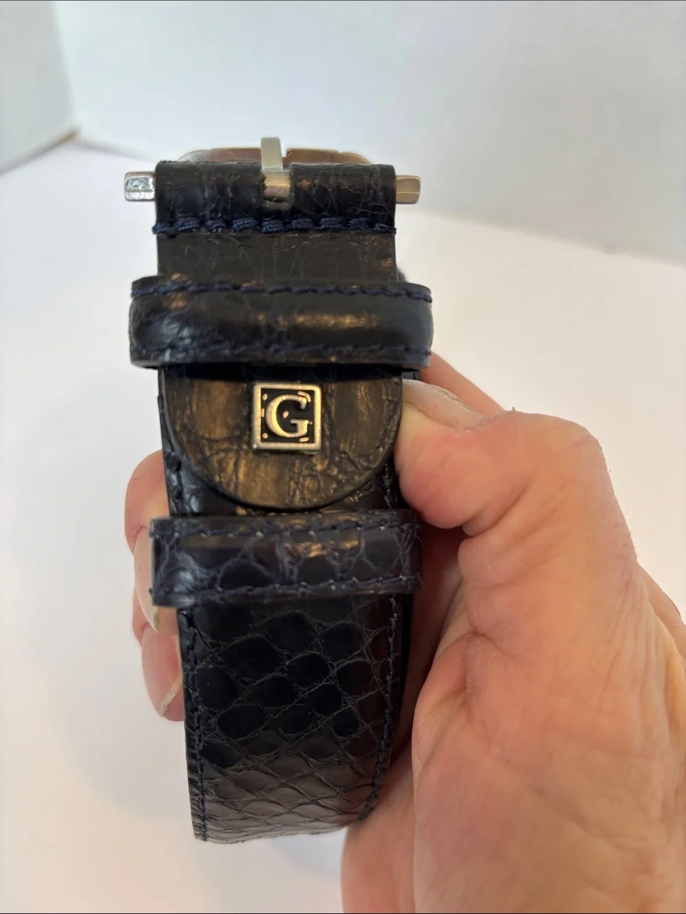 Giorgio's Palm Beach Crocodile Men's Belt Big/Tall Blue Size 50 NWOT